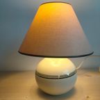 Keramische Lamp Met Kap Nederlands Jaren 80 Wit Met Gouden Randjes thumbnail 2