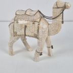 Vintage Kameel Beeldje Sculptuur Mozaïek Been ‘70 Handmade thumbnail 5