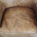 Subtiele Rundleren Fauteuil Met Een Omkeerbaar Kelim Zitkussen thumbnail 7