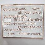 Mobach Keramiek - Plaquette - Wandbordje - Spreuk - 1960'S thumbnail 2