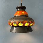 Mid Century Oranje Keramische West Germany Hanglamp thumbnail 4