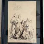 Pentekening. Figuratief. '50-'60. Gesigneerd. thumbnail 9