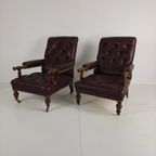 Paar Antieke Bibliotheekstoelen - Originele William Morris & Co Edinburgh Gestempelde Fauteuils thumbnail 10