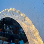 Grote Ovale Vintage 'Iceglass' Spiegel. Hillebrand, Duitsland 1970'S thumbnail 13