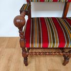 Antieke Vintage Franse Eikenhouten Bank, Halbank Eetkamerbank thumbnail 9