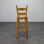 Set Of 4 Bar Stools In Solid Oak And Rattan, 1970s thumbnail 6