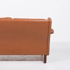 1970’s Danish Modern Cognac Leather Wing Sofa thumbnail 10