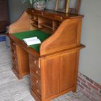 Prachtig Antiek Eiken Art Deco Rolluikbureau, Secretaire, Inclusief Bezorgen. thumbnail 9