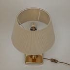 Messing Vintage Tafellamp Met Crèmekleurige Plisse Kap thumbnail 7
