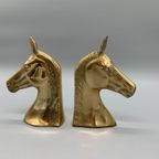 Vintage Boekensteunen Messing Paard thumbnail 6