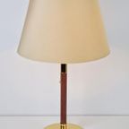 Vintage Metalarte Tafellamp George Hansen Leer Messing ‘60 thumbnail 2