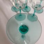 6X Wijnglas / Glazen Met Aqua Groen Voet Luminarc thumbnail 7