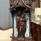 Nis Gemaakt Van Gesneden Massief Eikenhout In Gotische Stijl. thumbnail 2