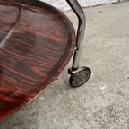 Vintage Serveerwagen Of Barcart Chroom, Rond, Houten Bladen thumbnail 8