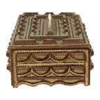 Grote Houten Tramp Art Doos Volkskunst Goud 20Ste Eeuw thumbnail 6