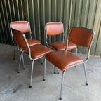 Set/4 Italian Mid-century Tavo Stoelen In Cognac Skai Leder thumbnail 2