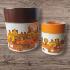Retro Japanse Blikken Jaren 70 Oranje Bruine Huisjes 2st thumbnail 11