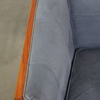 Geweldige Schuitema Art Deco Design Bank Met Mooie Blauwe Nubuck Lederen Bekleding thumbnail 7
