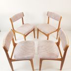 Vintage Houten Stoelen Licht Roze Ribstof Gerestaureerd thumbnail 6