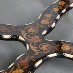 Prachtige En Sierlijke, Antieke 19e Eeuwse Hollandse Marqueterie Tafel thumbnail 4