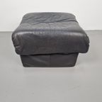 Vintage Cinna Ligne Roset Zwart Leren Voetenbank Poef France thumbnail 4