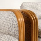 Set Van 2 Bamboo En Rottan Fauteuils Met Grafisch Patroon thumbnail 16