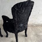 Set Van 2 Zwarte Stoffen Stoelen Met Prachtige Afwerking In Veren thumbnail 6