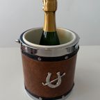 Vintage Western Cowboy Design Ijsemmer, Icebucket Van Imitatieleer En Zilverkleurige Kunststof thumbnail 2