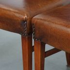 Set Van 6 Comfortabele, Statige Eetkamerstoelen Van Schapenleer thumbnail 10