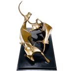 Bronzen Beeld “Fighting Bulls” Op Marmeren, John Mulvey 1978 thumbnail 3