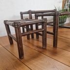 Vintage Manou Bamboe Nest Tafeltjes Mimi Set Jaren 70. thumbnail 8