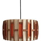 Vintage Scandinavische Hanglamp Retro Jute Teak Oranje 1970’s thumbnail 3