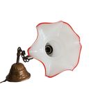 Vintage Opaline Glazen Lamp Met Rode Rand, Jaren '40/'50. thumbnail 3