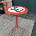 Vintage Sta Tafel 50 Km Verkeersbord Ø 60 Cm Tuinfeest Party thumbnail 3