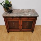 Vintage Frans Dressoir Commode, Ladekast Badkamermeubel Met Marmer Blad 212 thumbnail 3