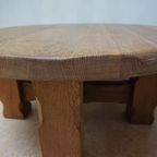 Brutalist Wabi-Sabi Ronde Eikenhouten Salontafel, Nederland 1960'S thumbnail 9