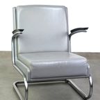 Vintage Grijze Rundleren Bauhaus Design Fauteuil Van Ahrend De Circkel thumbnail 2