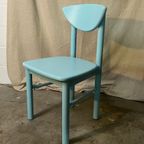 5x Vintage Grenen Keuken Stoelen, Nieuwe Gelakt, Daumiller Style thumbnail 2