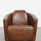 Comfortabele En Unieke Bruine Aviator Design Fauteuil Gemaakt Van Rundleer thumbnail 3