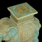 Vintage Design Tafel Olifant (en) Salontafel, Sidetable Olifanten Van Keramiek Zeegroen En Turquoise. thumbnail 11