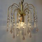 Vintage Murano Roze Kroonluchter Hanglamp Goud Frame Pegels Kristal thumbnail 4