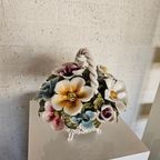 Bassano Ceramics Basket With Flowers, Italy 1950s thumbnail 12