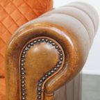 Luxe En Comfortabele Schapenleren 2.5 Zits Bank Van Topkwaliteit Met Oranje Stoffen Kussens thumbnail 18