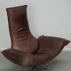 Wammes Loungestoel Van Bruin Leer Door Gerard Van Den Berg Voor Montis, Jaren 70 thumbnail 11