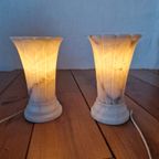 2 Vintage Spaanse Albast Tafel Lampen thumbnail 2