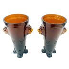 Mid-century Leeuwenvazen Set In Amber Oker Glas 1970’s thumbnail 4