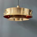 Mid-Century Aluminium Space Age Hanglamp Met Oranje Lak. thumbnail 6