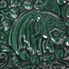 Antiek Frans Bord Porselein Falquet Grenoble Groen Rond thumbnail 6
