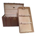 Les Hirondelles Bruxelles - Steamer Trunk With Compartments - Mounted On Wheels - Leather Handles thumbnail 2