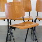 Set Van 4 Mooie Vintage Jaren ’60 Dutch Design Marko School/Kantine/Eetkamerstoelen thumbnail 7